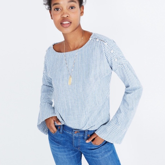Madewell Tops - Convertible Cold Shoulder Chambray
